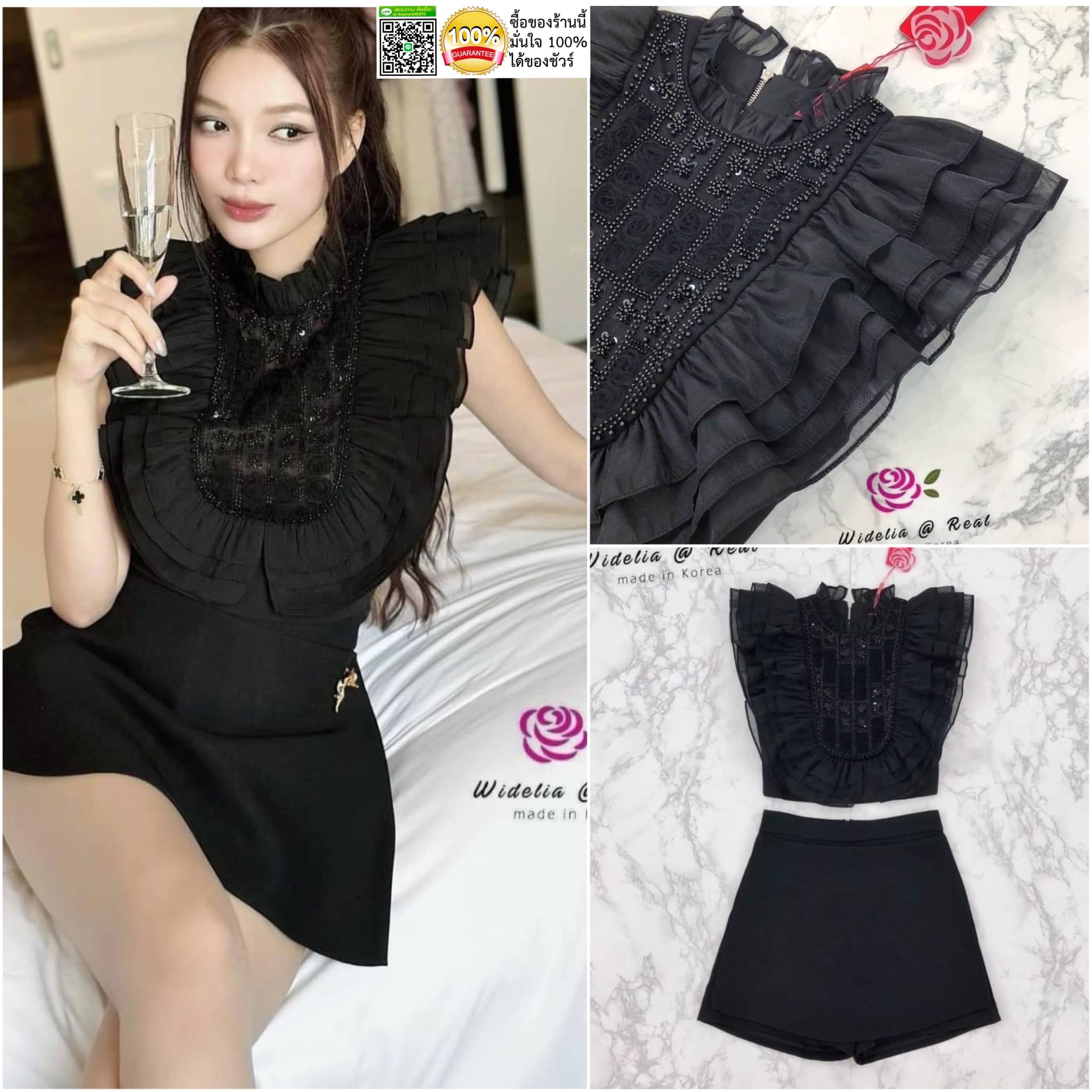 Set :: เซตเสื้อแขนกุดตัวสวยทรงดี เก๋ด้วยระบายสวยเด้งเป็นเลเยอร์ ด้วยผ้าออกันซ่าเนื้อสวย มีกิมมิคปักแต่งลูกปัดช่วงอกสวย มาเค้าชุดกับกางเกงขาสั้นทรงสวย สินค้าคุณภาพ (พร้อมส่ง)