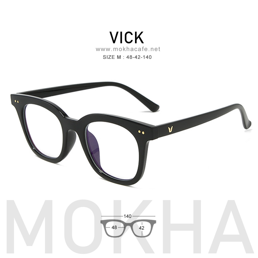 VICK - black แว่นตาทรงเหลี่ยม กรอบหนา กว้าง 140 มม.(sizeM) H42