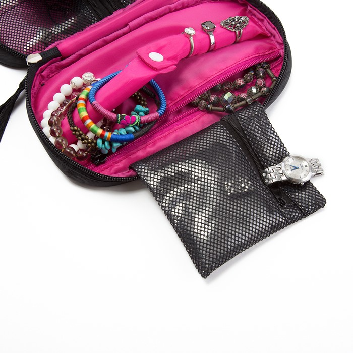 กระเป๋าเก็บเครื่องประดับ จัดเก็บสร้อยข้อมือ ต่างหู แหวน สร้อยคอ กำไล นาฬิกา คุณภาพสูง (Rose Pink)