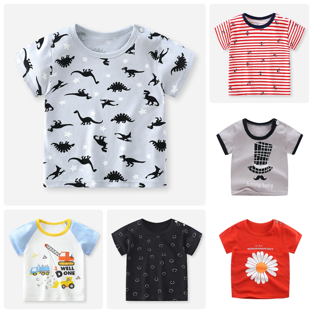 เสื้อยืดเด็ก ผู้ชาย/หญิง เสื้อยืดเด็กเล็ก Cotton100 มีกระดุมข้างคอ ใส่ง่าย มี Size สำหรับเด็กวัย 0-10 ปี