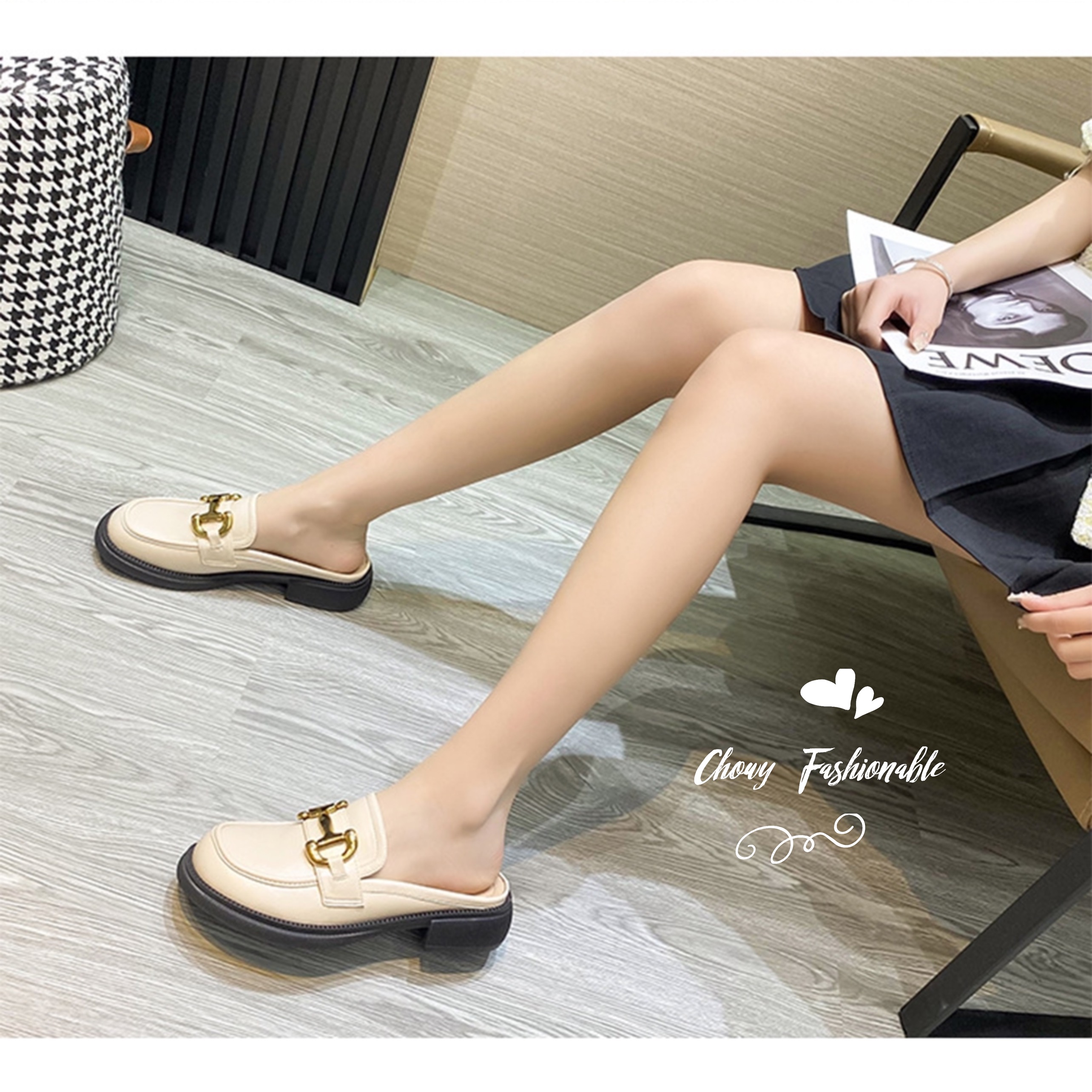 รองเท้าไซส์ใหญ่ 42 EU แตะสวมครึ่งท่อน แตะปิดหัว แตะไซส์ใหญ่ หนังแท้ KR1123