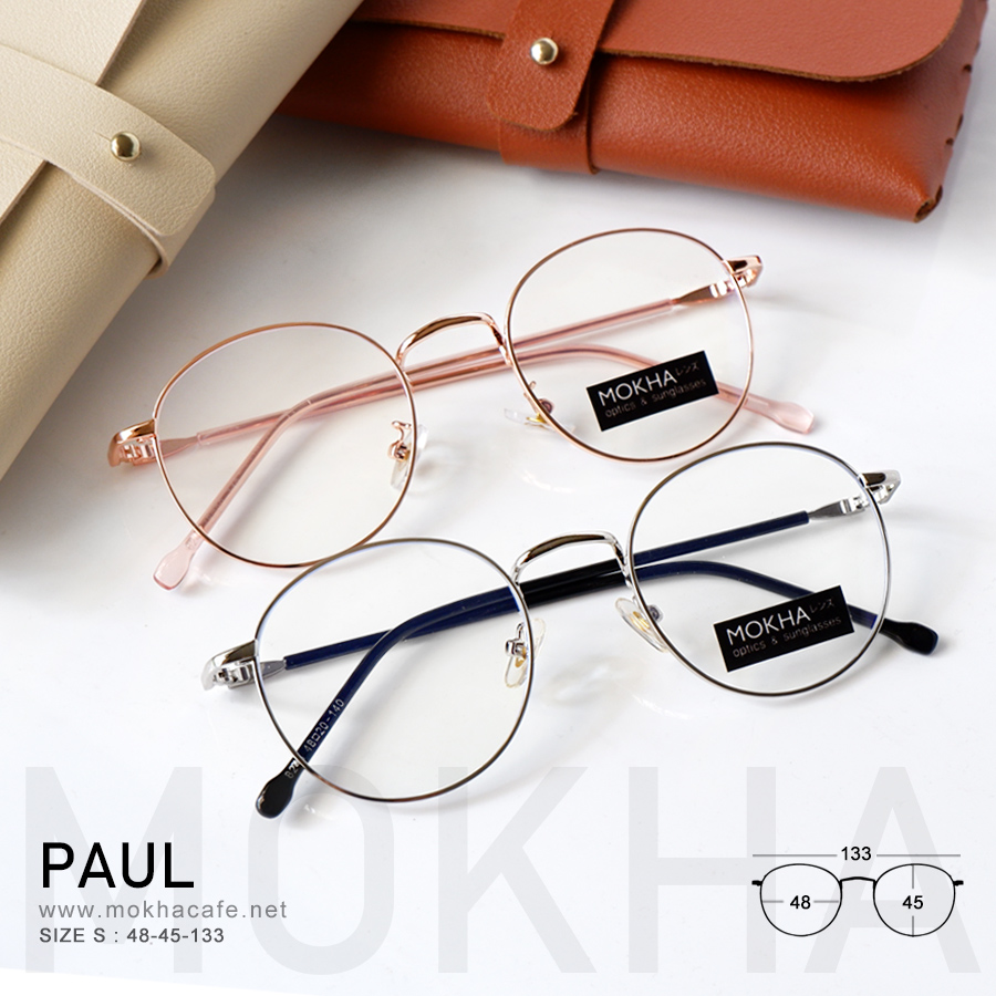กรอบแว่น PAUL - rose gold ทรงกลม กรอบโลหะ น้ำหนักเบา กว้าง 133 มม. (sizeS) H45