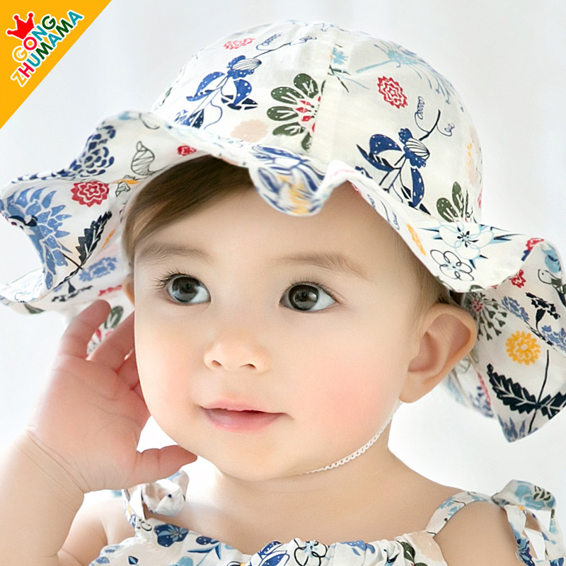 หมวกปีกเด็กอ่อนหญิง 6-24 เดือน ลายดอกไม้น่ารัก