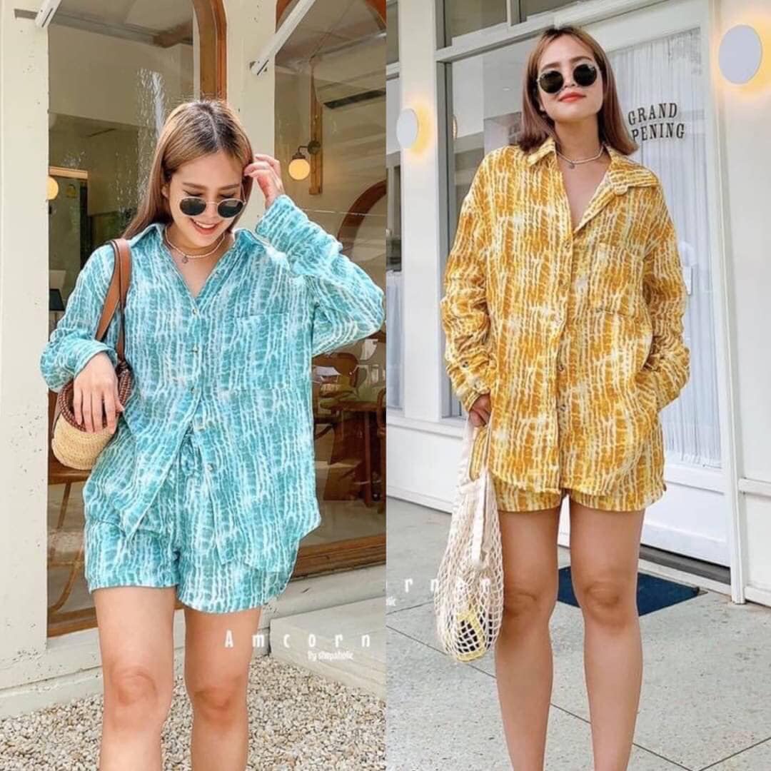 เซตเสื้อ+กางเกงขาสั้น ผ้าป่านยอยู่ เนื้อนุ่ม เนื้อผ้าใส่สบาย. . สินค้าคุณภาพ (พร้อมส่ง) ..