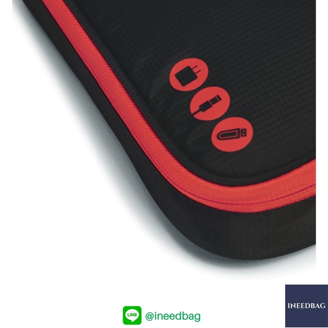 ฺBagsmart กระเป๋าจัดระเบียบอิเล็กทรอนิกส์ กระเป๋าใส่สายชาร์จ กระเป๋าใส่ฮาร์ดดิสก์ กระเป๋าใส่อุปกรณ์ไอที มีสองชั้น ช่องเยอะพิเศษ มีหูหิ้วพกพาสะดวก (ดำ-แดง)