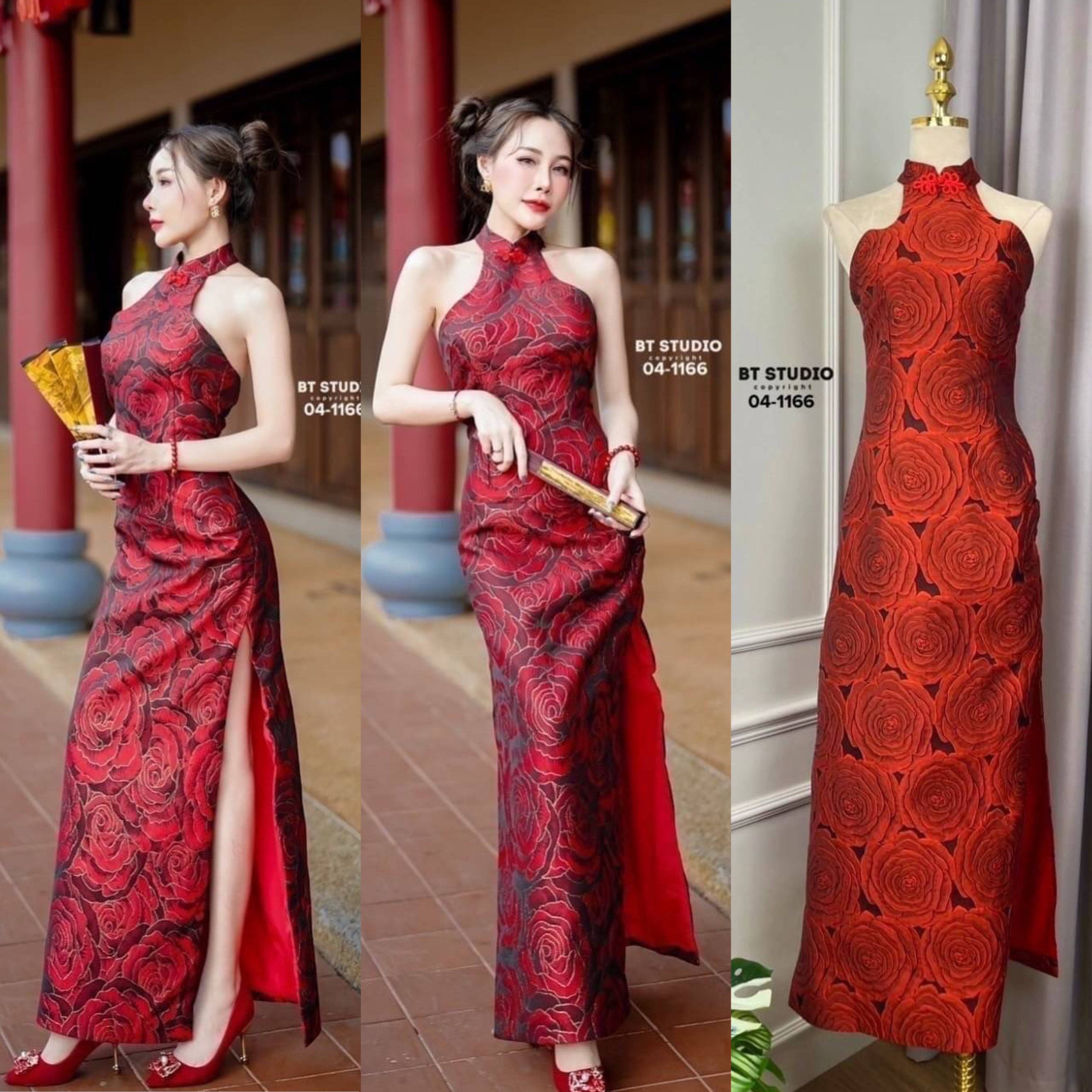 เดรสยาวดีไซส์คล้องคอเว้าครึ่งหลัง ซิปหลัง ผ่าข้างสูงทั้งสองข้าง พร้อมเสริฟ 2 ลาย งานสวย ปักลายสวยงาม งานสวยเนื้อผ้าดีมีซับในจ้าา ใส่สบาย : สินค้าคุณภาพ (พร้อมส่ง)