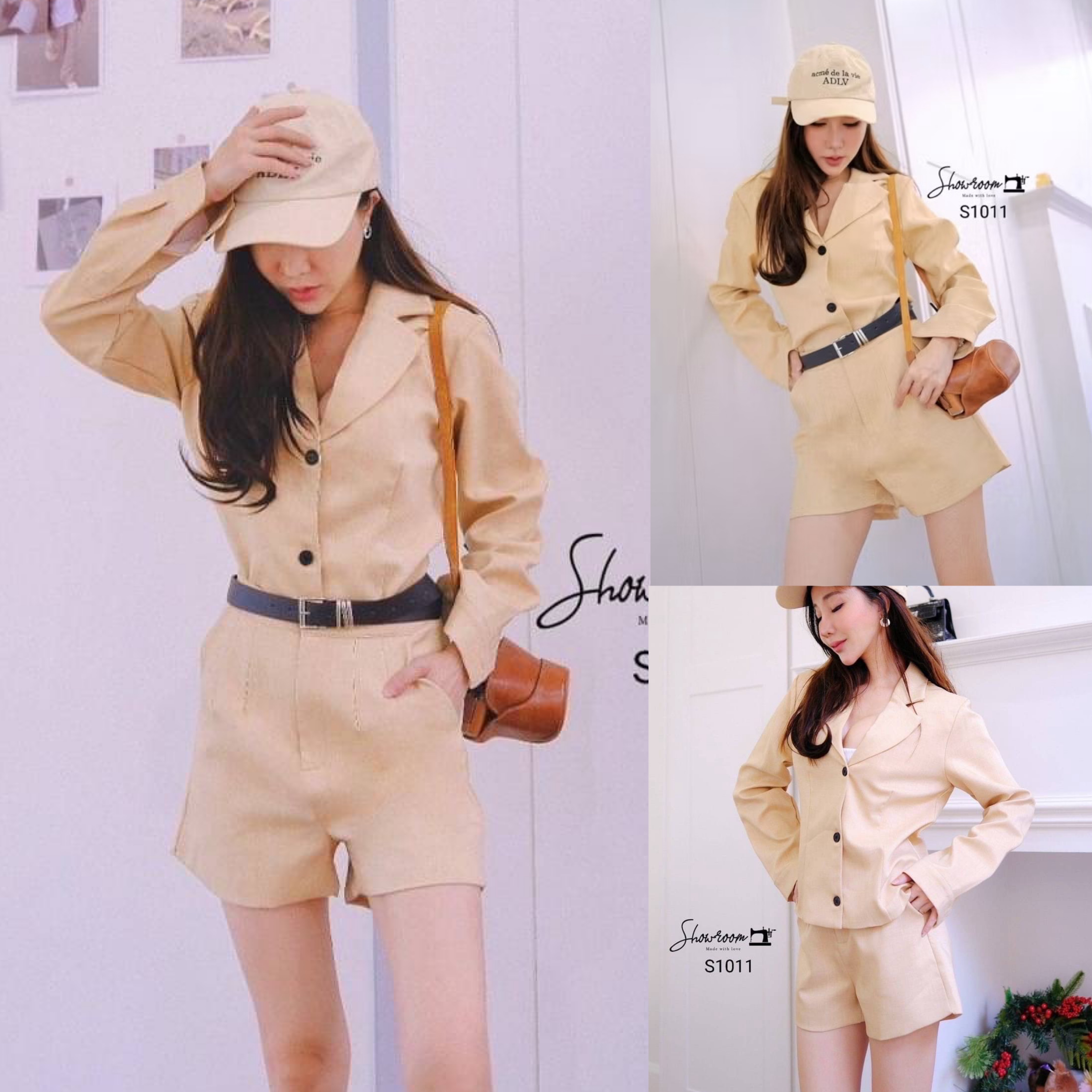 ชุดเซ็ท คือผ้าดีมาก บุซับ อัดกาว เสื้อ+กก ขาสั้น +เข็มขัด ทรงสวย ไม่รั้งเป้าเลยตัดมาดีมาก ใส่สบาย : สินค้าคุณภาพ (พร้อมส่ง)