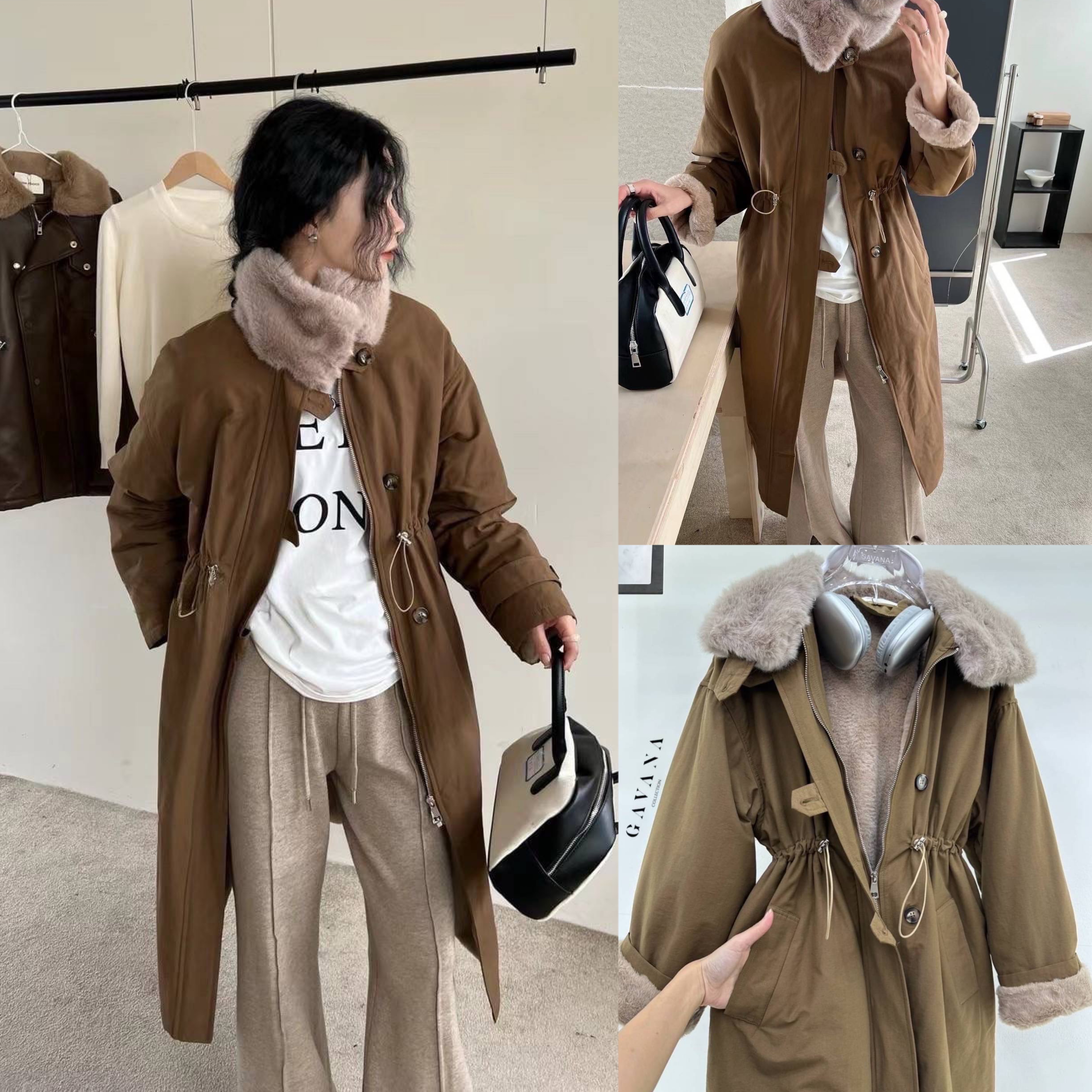 เสื้อโค้ทตัวยาวบุขนกันหนาวด้านใน ช่วงเอวรูดจั้มเข้ารูปได้ มีกระเป๋าล้วงข้าง ใส่คลุม กันหนาวเลขตัวเดียวสบายๆเลยค่า เนื้อผ้าดีมาก : สินค้าคุณภาพ (พร้อมส่ง)