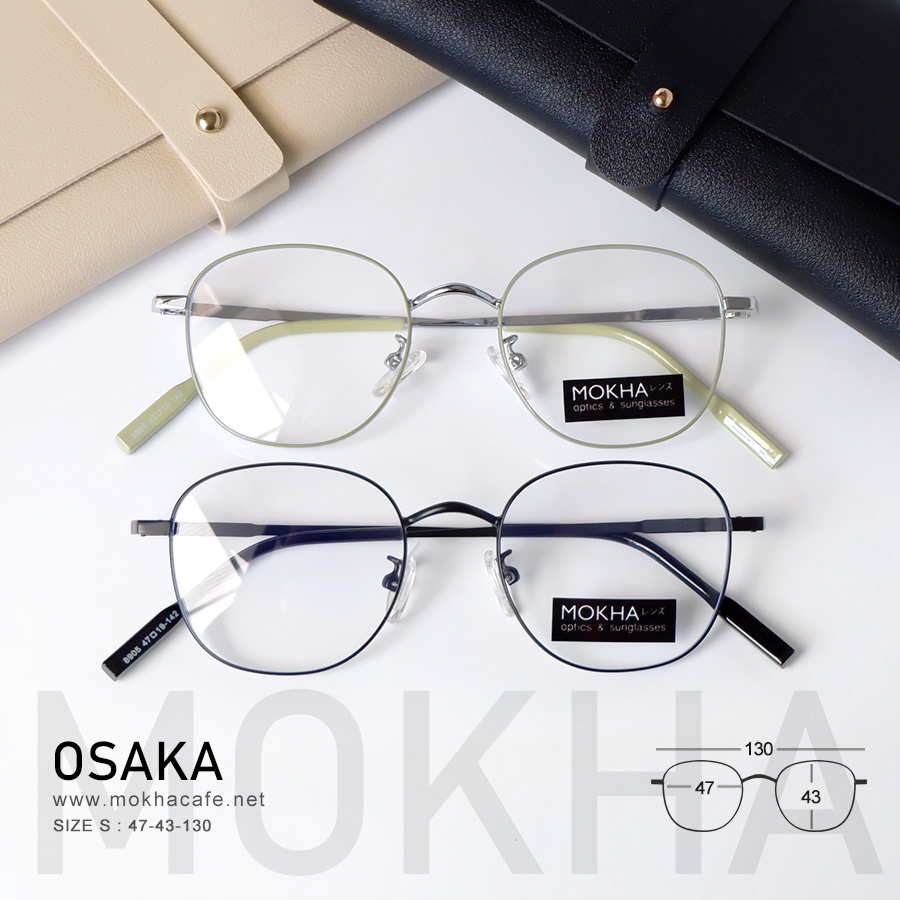 OSAKA - green silver แว่นตาทรงกลมรี กรอบแว่นโลหะ กว้าง 130 มม.(sizeS) H43
