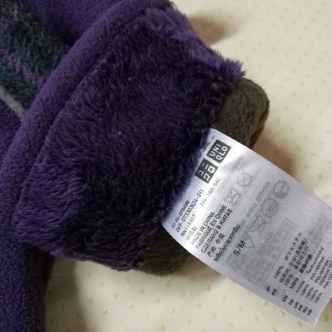 ถุงมือผ้าฟลีซหนา Uniqlo Sz S-M อุ่นถึงติดลบ