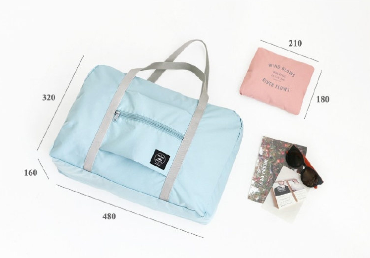 Wind Blows กระเป๋าเดินทางพับเก็บได้ เสียบที่จับกระเป๋าเดินทางได้ มีซิปรูดตอนพับเก็บ สำหรับการเดินทาง ท่องเที่ยว