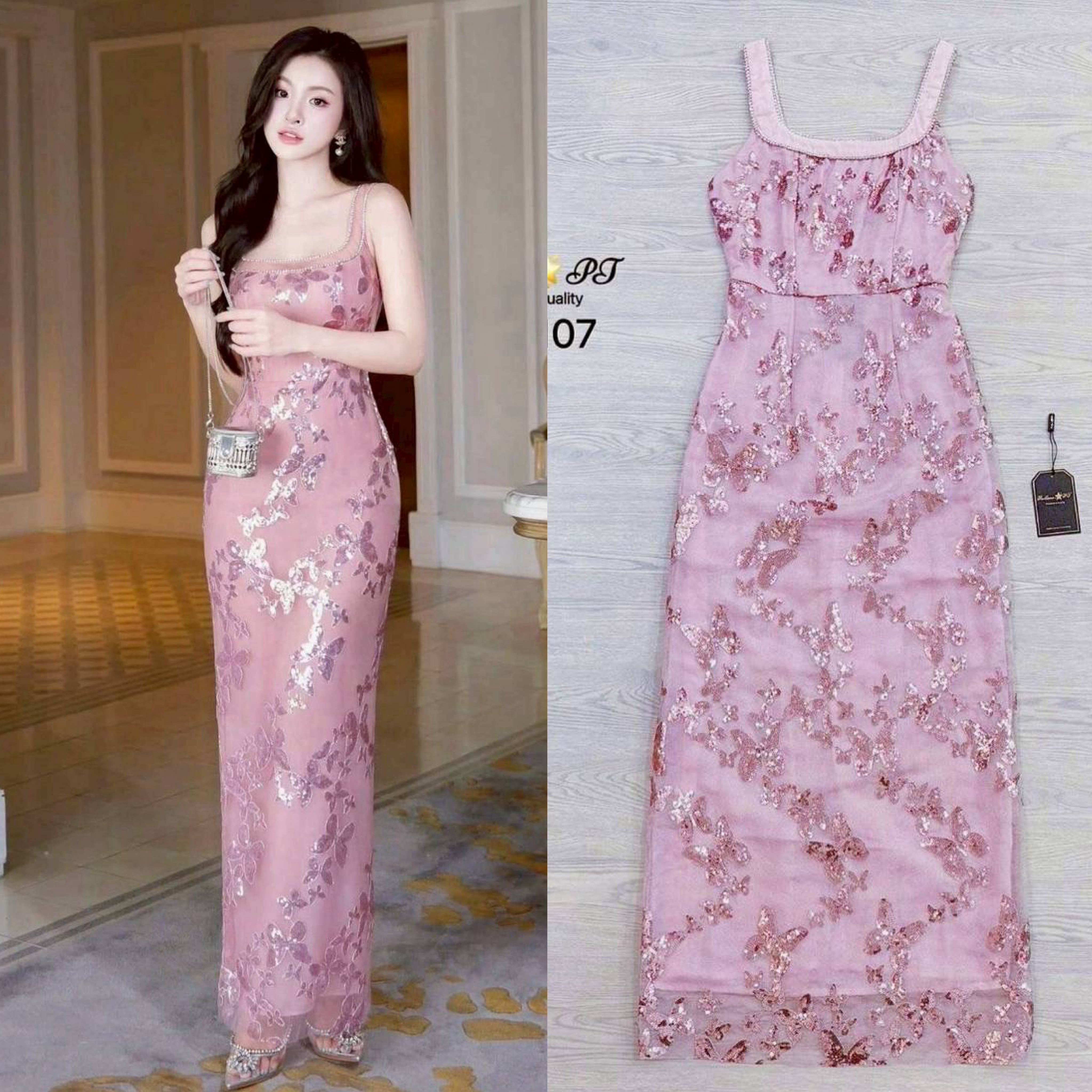 เดรส ทรงสวยมาก สีสวย หน้าอกมีฟองน้ำชุดมีซับใน แต่งเพชรที่ช่วงคอ เนื้อผ้าสวยมาก ด้านหลังมีซิบด้านหลัง ใส่สบาย : สินค้าคุณภาพ (พร้อมส่ง)