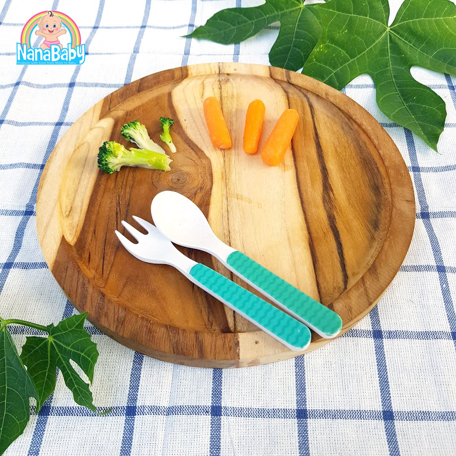 จานไม้กลม จานถาดไม้ จากไม้สักแท้ Food Grade Wood Plate by NanaBaby