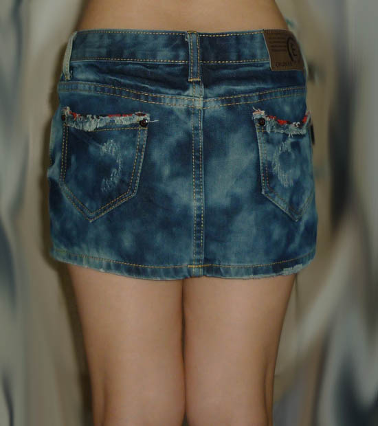 #2กระโปรงยีนส์ฟอก เกาขาดแต่งเซอร์ 31-34-10 สั้นจิ๊