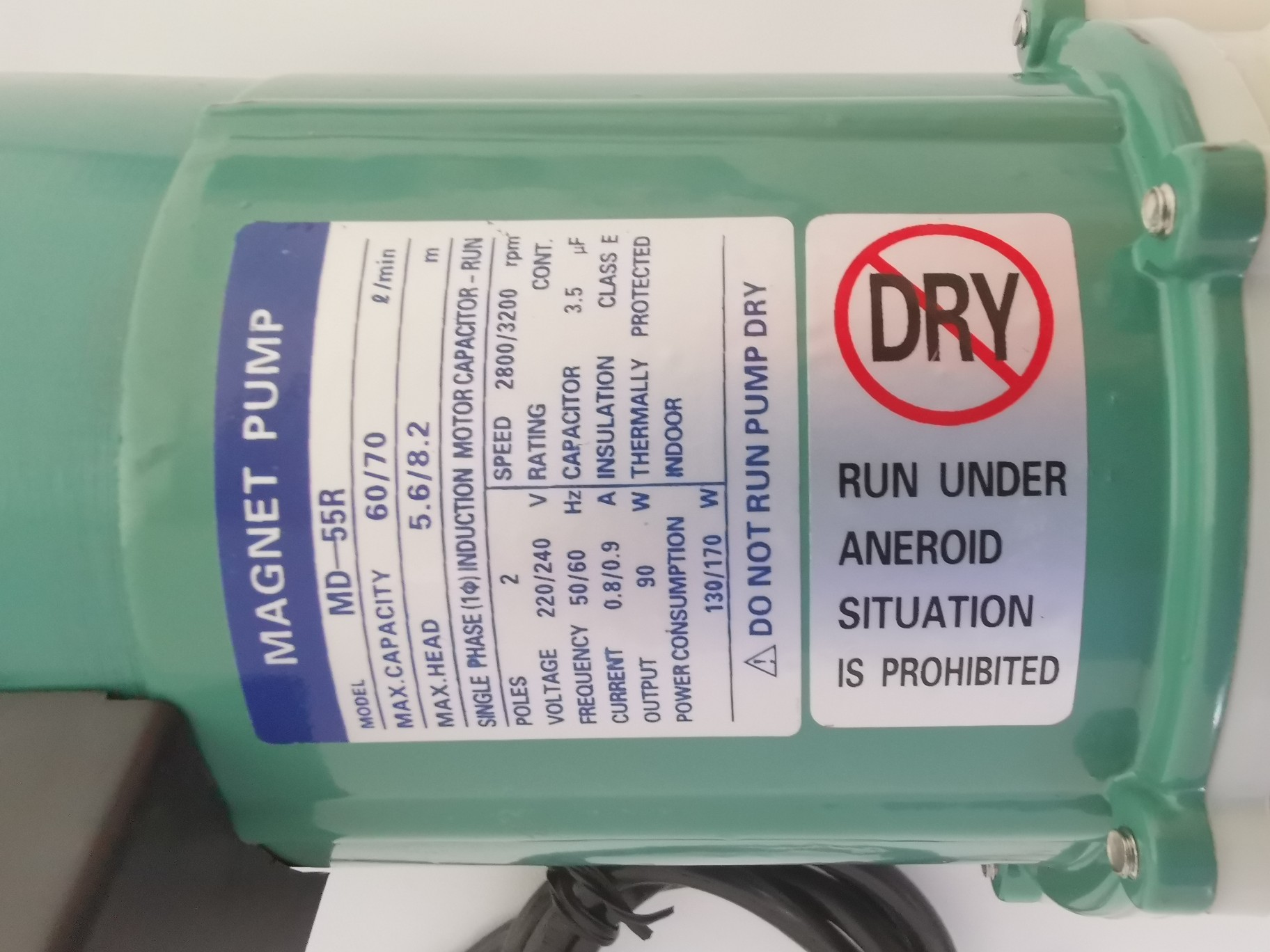 ปั๊มน้ำทะเล ปั๊มเคมี Magnetic Pump MD-55R