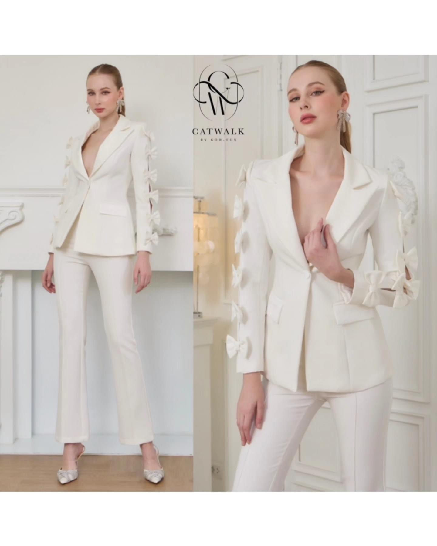 เซตBLAZER แต่งโบว์แขน+กางเกงทรงสวย เนื้อผ้าเกรดเอ ตัวBLAZERเป็นทรงเข้ารูป ปกเป็นทรงเทเล่อร์ ใส่สบาย : สินค้าคุณภาพ (พร้อมส่ง)