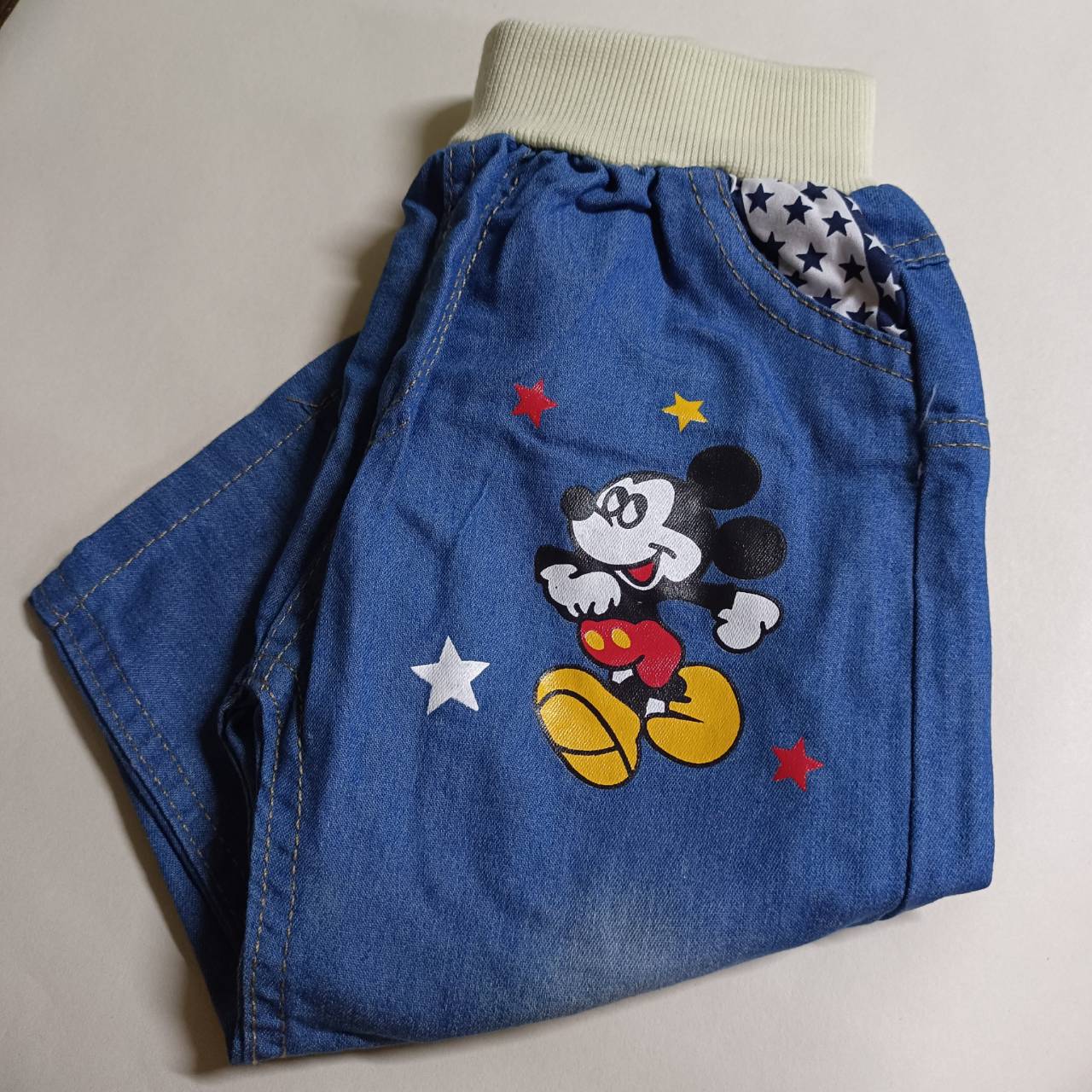 กางเกงยีนส์เด็ก ขา 4 ส่วน Mickey ใส่สบาย วัย 1-4 ปี