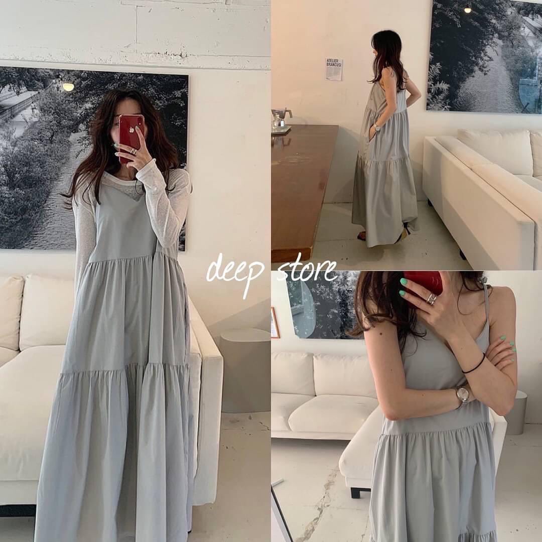 เดรสสายเดี่ยว ผูกไหล่ ปรับความยาวได้ตามต้องการ ด้านหลังเป็นสม็อค ทรงเข้ารูปพอดี สินค้าคุณภาพ (พร้อมส่ง)