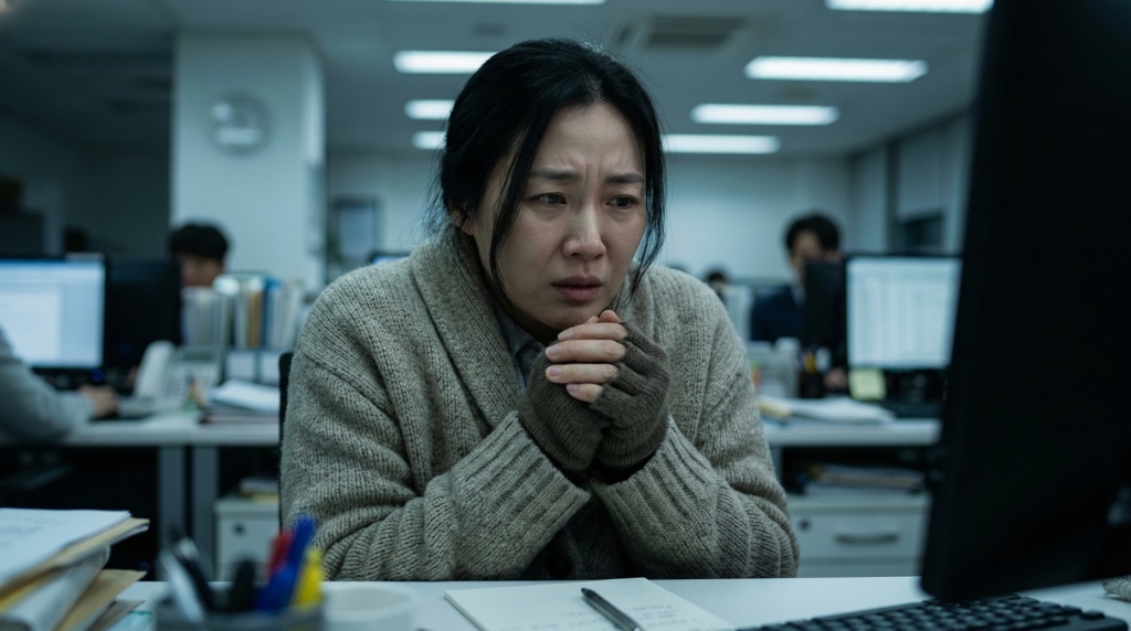 ผู้หญิงทำงานออฟฟิศมีอาการมือเท้าเย็น