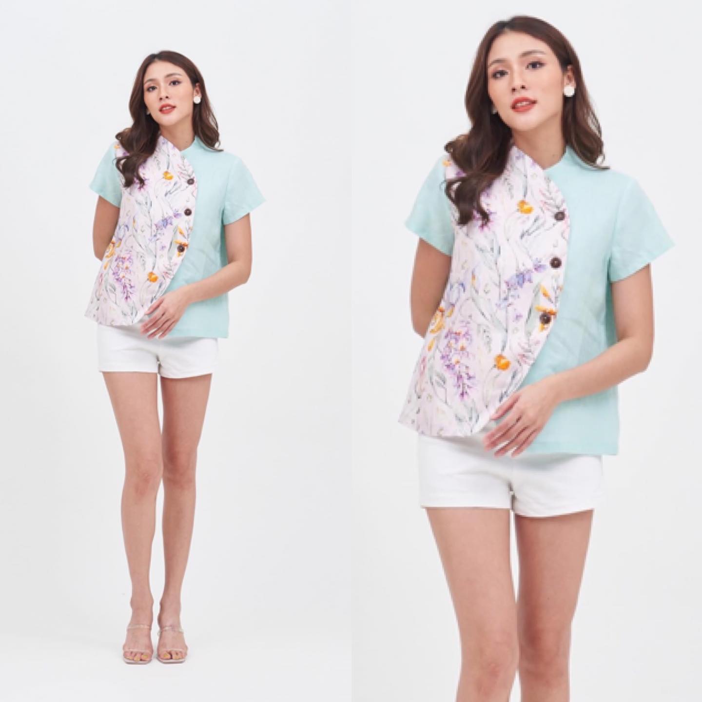 เสื้อเชิ้ต ผ้าพรีเมี่ยมลินิน คอตั้ง แขนสั้น : สินค้าคุณภาพ (พร้อมส่ง)