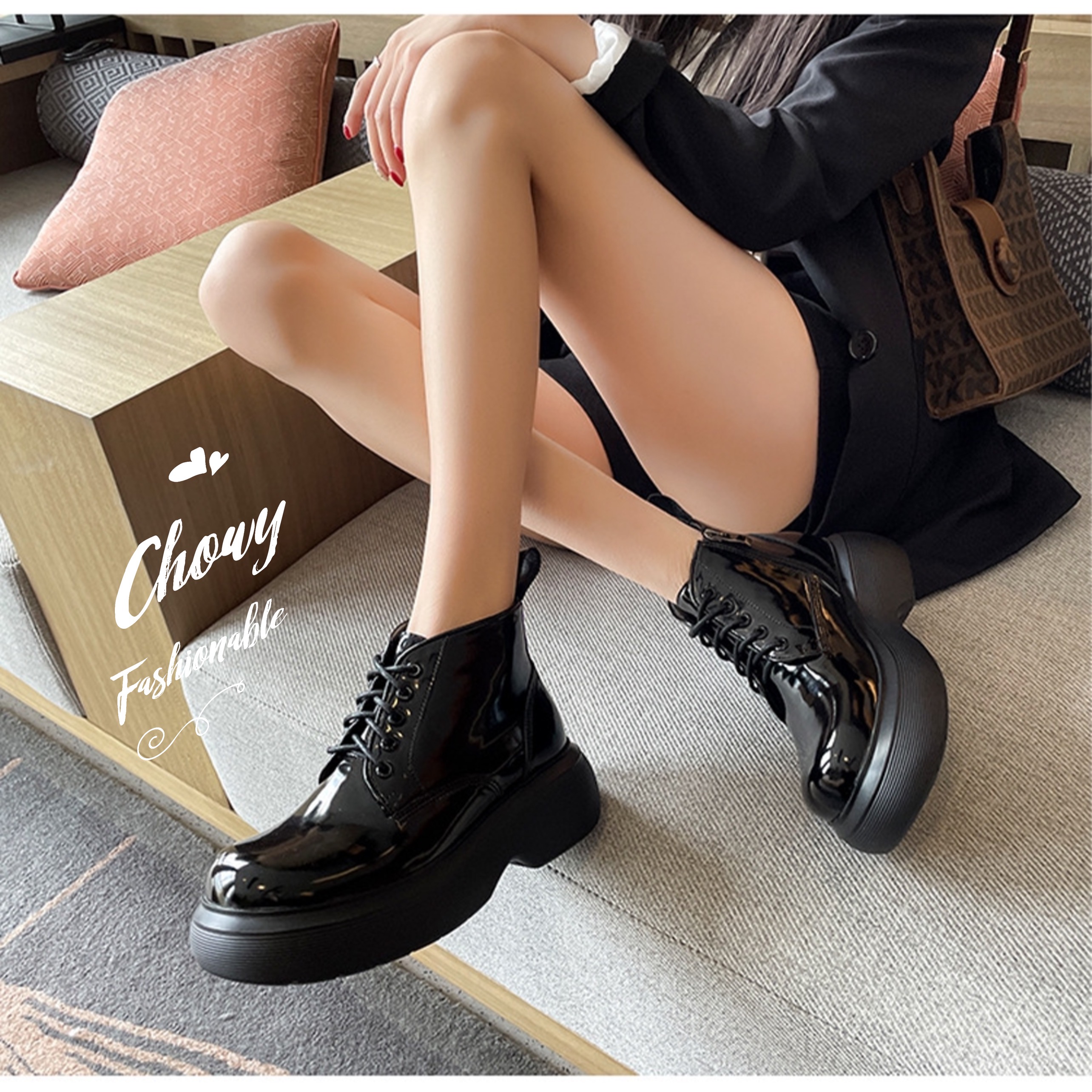 รองเท้าบู้ทไซส์ใหญ่ 40EU 25cm บูทผูกเชือกไซส์ใหญ่ บูทคอสเพย์ Boot Cosplay KR1141
