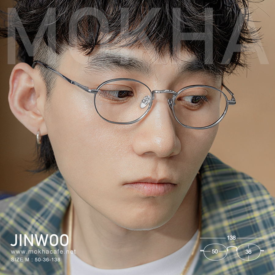 JINWOO - silver กรอบโลหะ แว่นทรงกลม รีหยดน้ำ กว้าง 138 มม.(sizeM) H36 กรอบแว่น