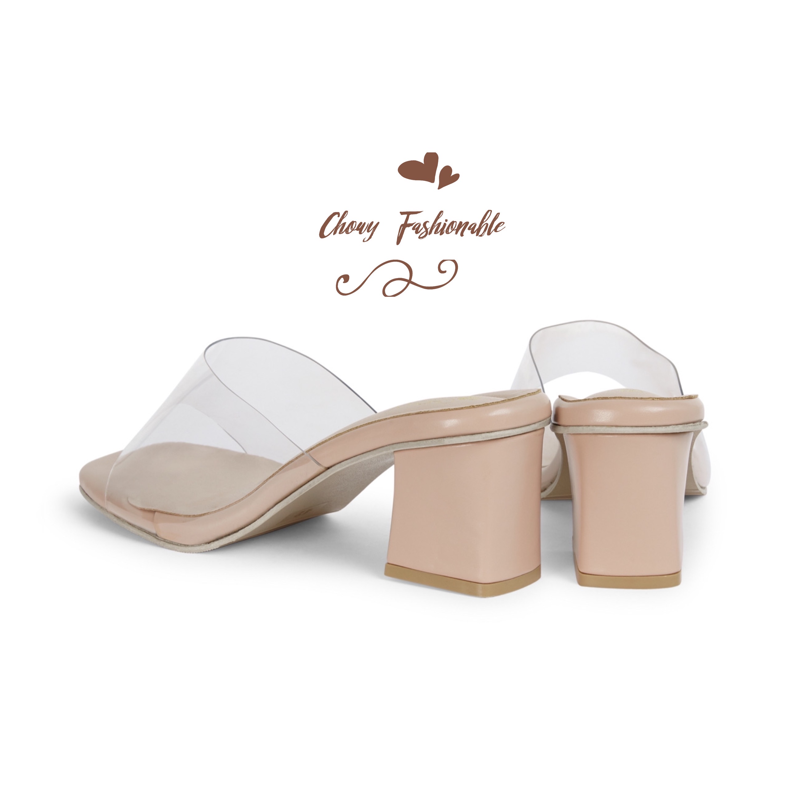 รองเท้าแตะส้นเตี้ย แบบใส 37-48 EU Transparent Heel Sandal By CHOWY CH0158