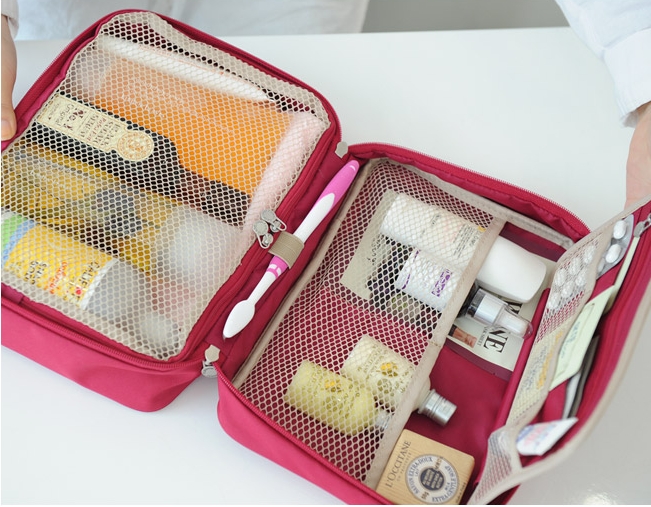 กระเป๋าใส่อุปกรณ์อาบน้ำ คุณภาพดี แขวนได้ สำหรับเดินทาง ท่องเที่ยว พกพาสะดวกมี 4 สี 4 ลายให้เลือก