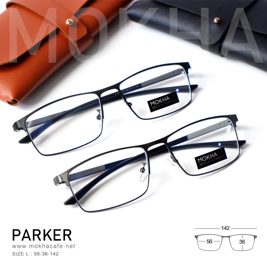 PARKER - grey กรอบแว่นโลหะ กรอบทรงเหลี่ยม กว้าง 142 มม. (sizeL) H36