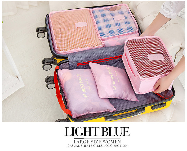 Diniwell Travel Receive Bag กระเป๋าจัดระเบียบเดินทาง 6 ใบ แบ่งใส่เสื้อผ้า กางเกง ชุดชั้นใน กางเกงใน อุปกรณ์ไอที ผลิตจากวัสดุกันน้ำคุณภาพดี มี 9 สีให้เลือก