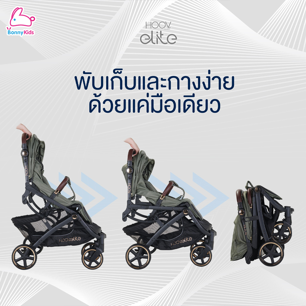 CAMERA (คาเมร่า) รถเข็นเด็ก HOOV ELITE PLUS คันชักล็อกได้ ลากได้แบบกระเป๋าเดินทาง พร้อมที่หิ้วด้านข้าง