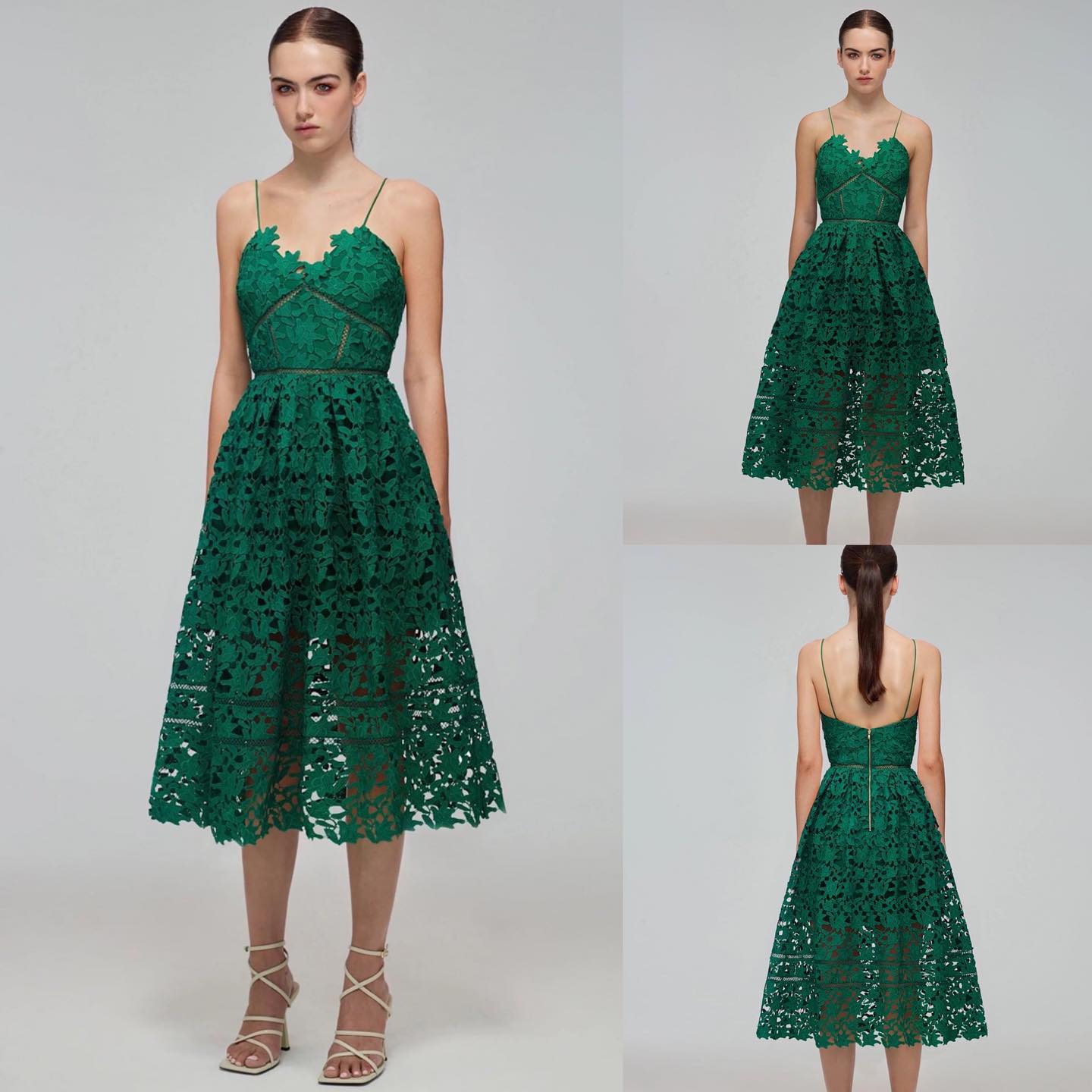 เดรสเสื้อสายเดี่ยวกระโปรงบานจับจีบ ทำจากผ้าลูกไม้โครเชต์ ทอลายสวยคมชัด คัตติ้งประณีต มีซิปหลังและซับในเต็มตัว สินค้าคุณภาพ (พร้อมส่ง)