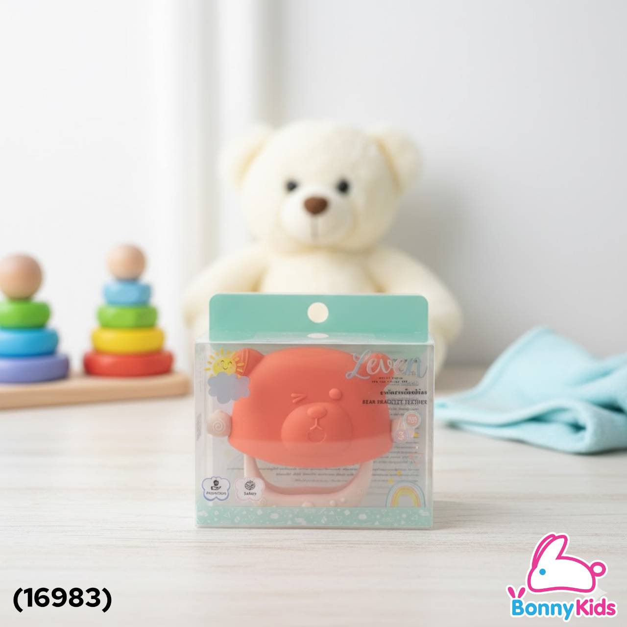 (16983) Tres G-Leven ยางกัดซิลิโคน สวมมือหมีน้อย 3m+ (คละสี)