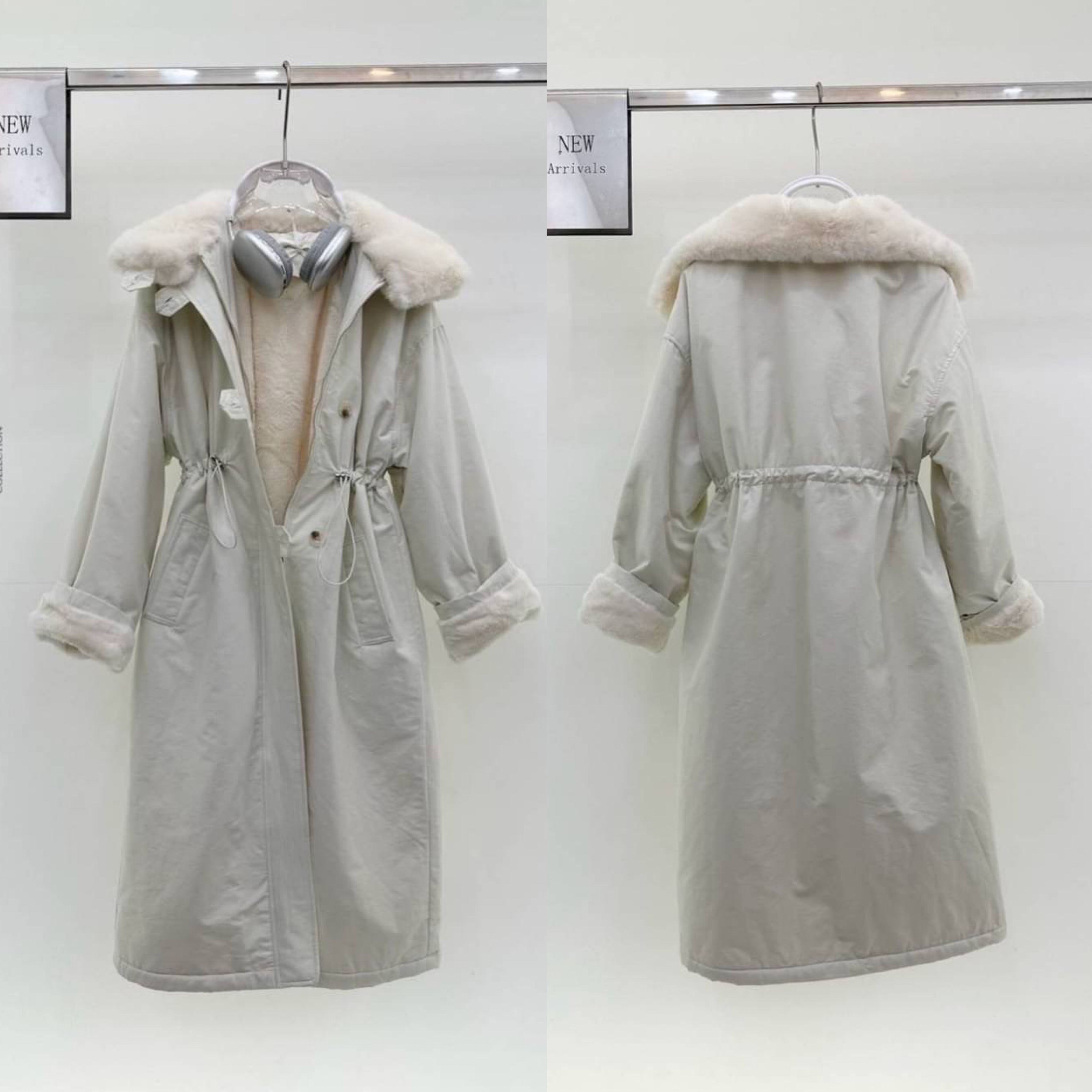 เสื้อโค้ทตัวยาวบุขนกันหนาวด้านใน ช่วงเอวรูดจั้มเข้ารูปได้ มีกระเป๋าล้วงข้าง ใส่คลุม กันหนาวเลขตัวเดียวสบายๆเลยค่า เนื้อผ้าดีมาก : สินค้าคุณภาพ (พร้อมส่ง)