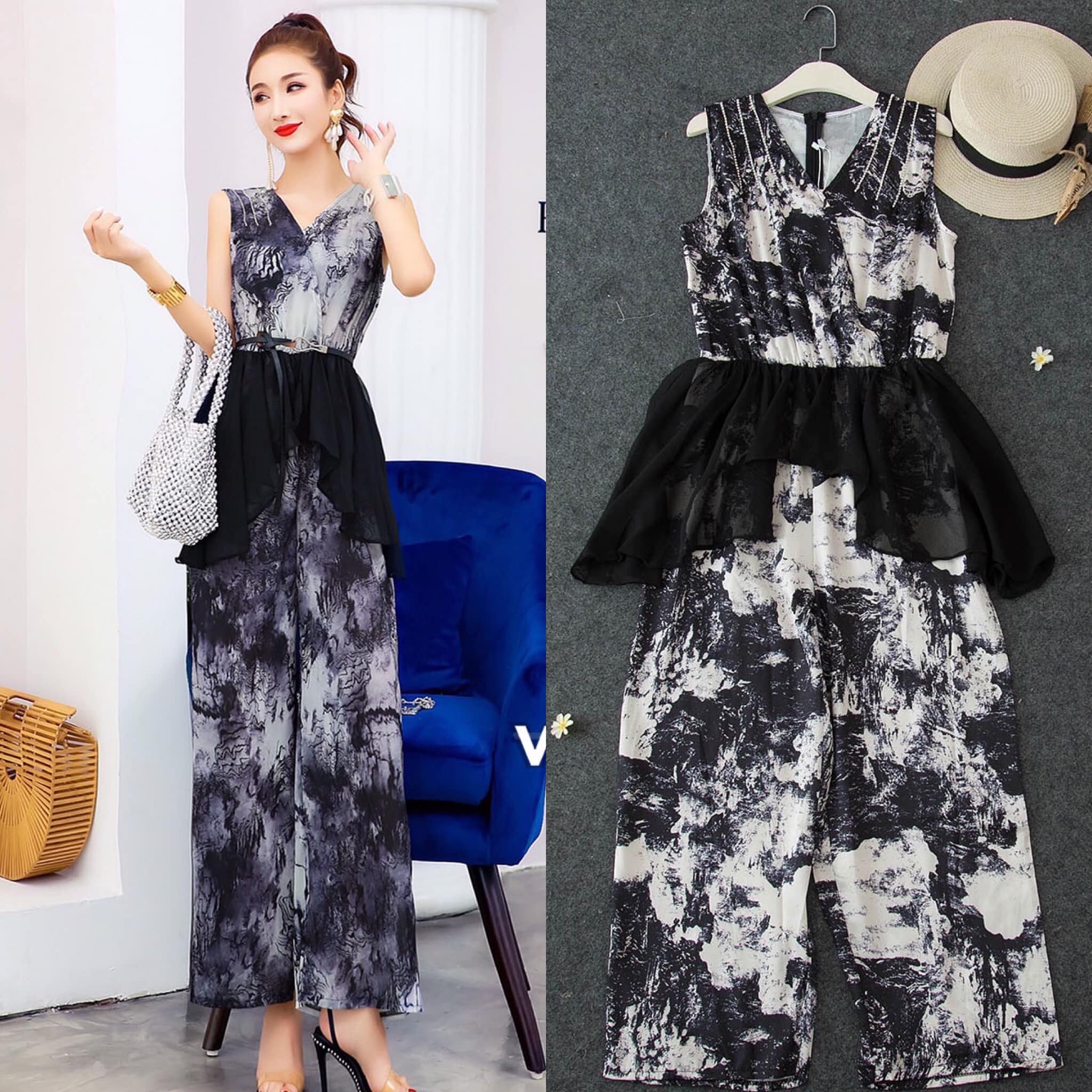 จั้มสูททรงสวย ผ้าเนื้อดีมากค่า แต่งปักวิ้งซิปหลัง เอวยางยืดแต่ง ปักผ้าชีฟองระบายเก๋ๆใส่ทำงาน ใส่เที่ยวเก๋ๆค่า สินค้าคุณภาพ (พร้อมส่ง)