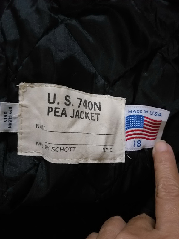 โค้ทขนสัตว์อย่างหนาติดลบ U.S. 740N PEA JACKET อก42