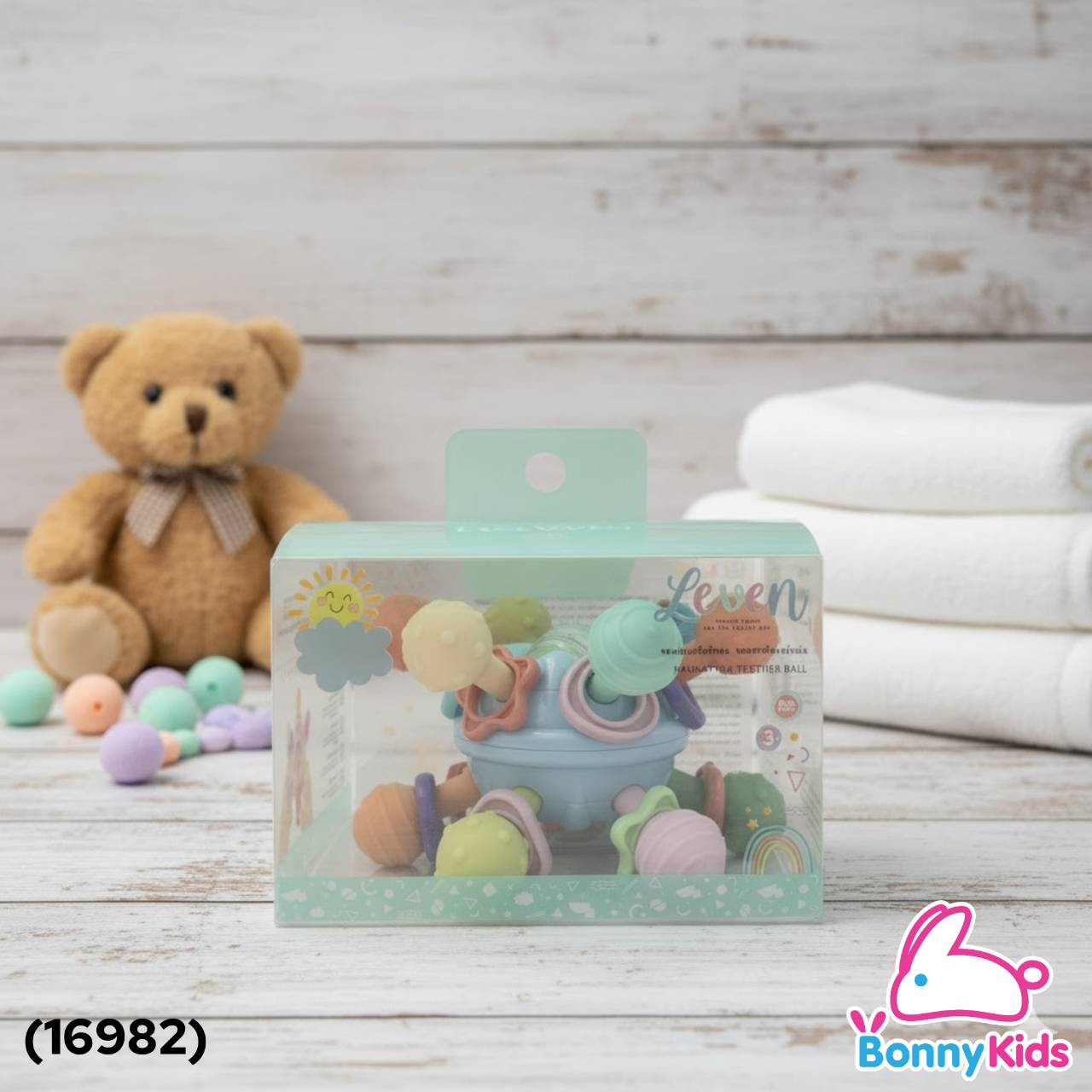 (16982) TresG-Leven ของเล่นเสริมทักษะ บอลยางกัดเขย่าเล่น สำหรับเด็ก 3m+ (คละสี)