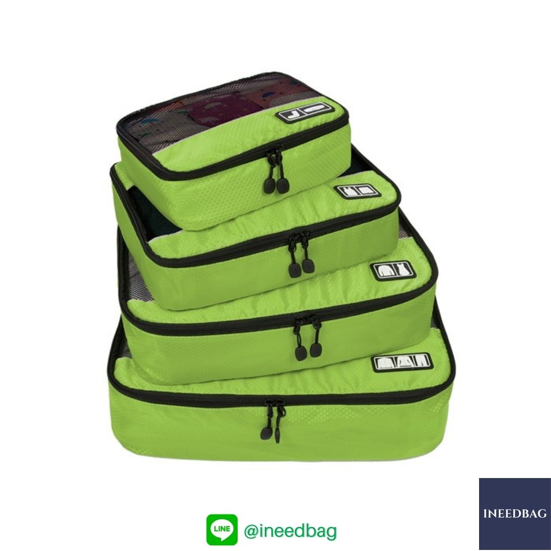 Bagsmart กระเป๋าจัดระเบียบเดินทาง 4 ใบต่อชุด ใส่เสื้อผ้า ชั้นใน ถุงเท้า เข็มขัด (ฺGreen) (Bagsmart Packing Cubes 4-Pcs Travel Organizer)