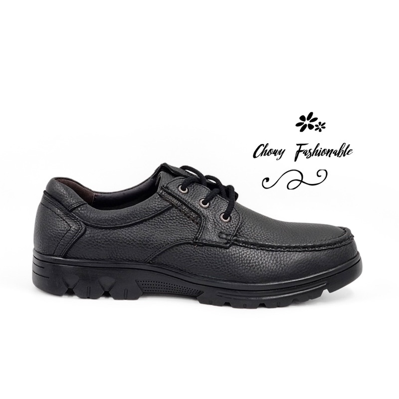 รองเท้าหนังผู้ชายไซส์ใหญ่ 47-50 หนังแท้ ผูกเชือก สีดำ Leather Men Shoes คัชชูผู้ชาย KR1071BL