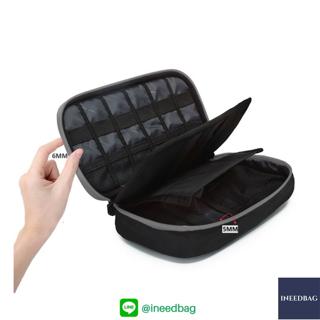 ฺBagsmart กระเป๋าจัดระเบียบอิเล็กทรอนิกส์ กระเป๋าใส่สายชาร์จ กระเป๋าใส่ฮาร์ดดิสก์ กระเป๋าใส่อุปกรณ์ไอที มีสองชั้น ช่องเยอะพิเศษ มีหูหิ้วพกพาสะดวก (ดำ-เทา)