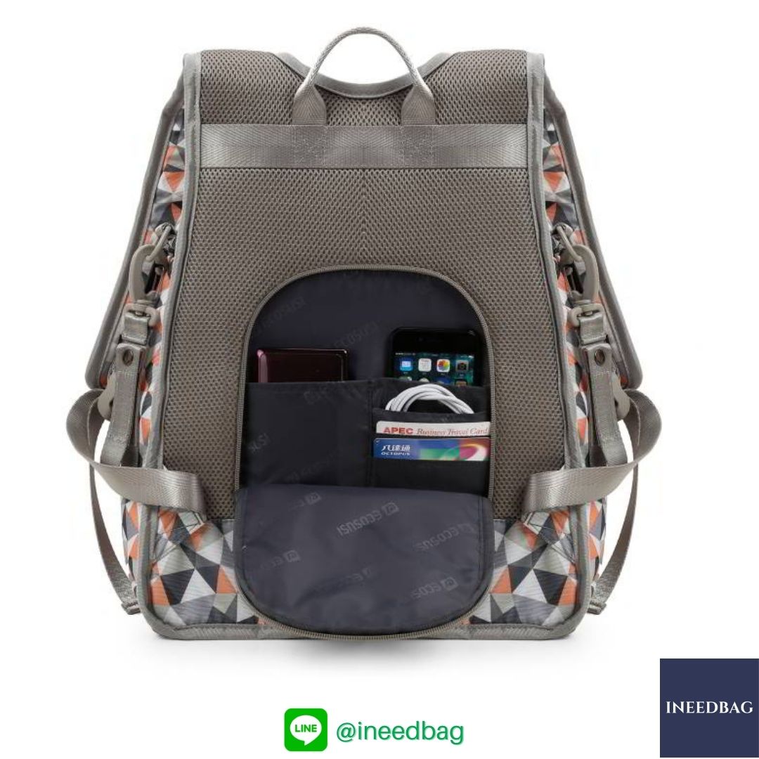 Ecosusi กระเป๋าคุณแม่ กระเป๋าสัมภาระคุณแม่ กระเป๋าแม่ลูกอ่อน แบบเป้ มาพร้อมแผ่นรองเปลี่ยนผ้าอ้อม, สายคล้องรถเข็น, ช่องเก็บความร้อน-เย็น, ช่องเก็บทิชชู่เปียก (Light Orange)