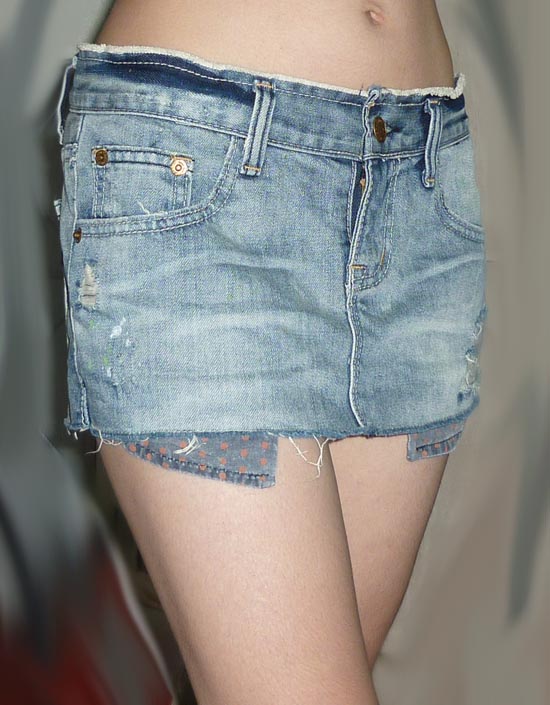 #1กระโปรงยีนส์เป๋าแลบ made in Korea 32-36-8.5