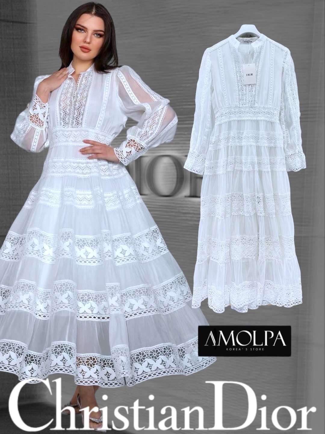 LONG MAXI DRESS CD LACE ตัวนี้ทรงยาว เนิ้อผ้าลูกไม้ มีน้ำหนัก ใส่ออกงาน สินค้าคุณภาพ (พร้อมส่ง)