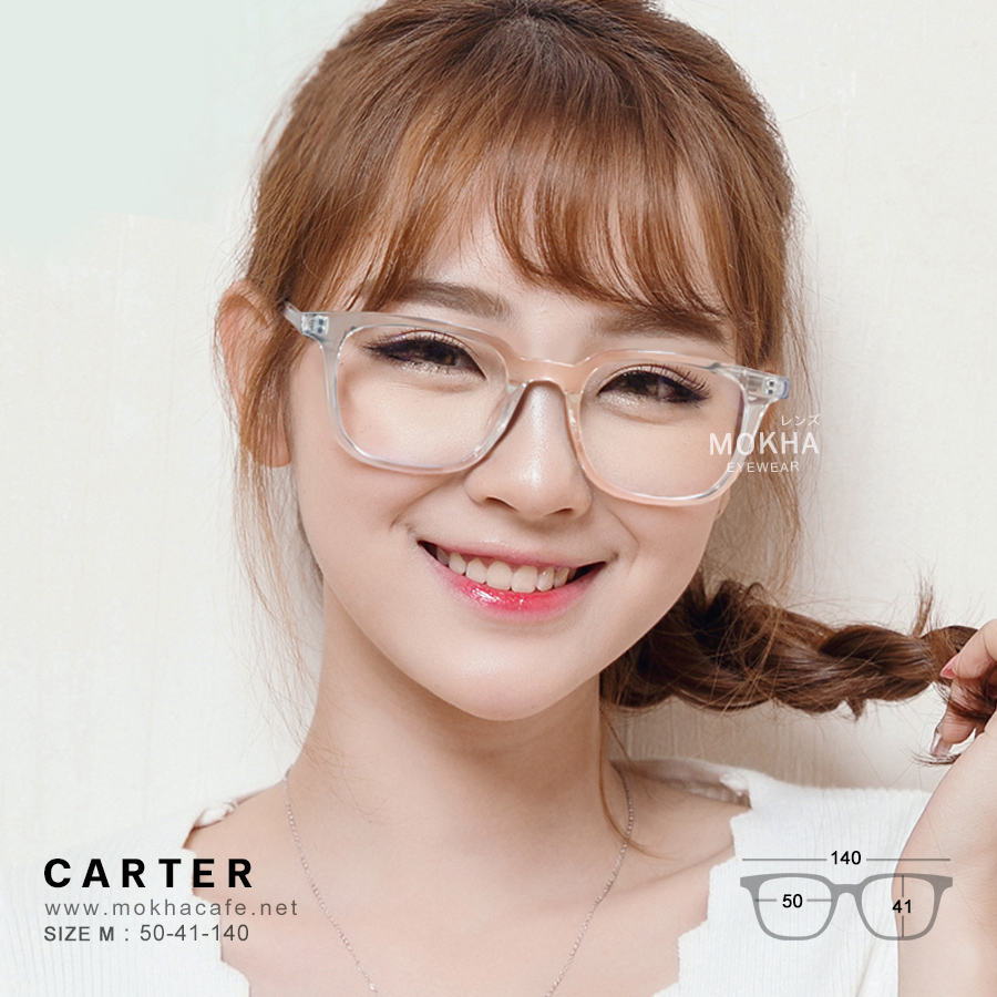 CARTER - clear grey กรอบแว่นตา ทรงเหลี่ยม แกนขาโลหะ กว้าง 140 มม. (sizeM) H41