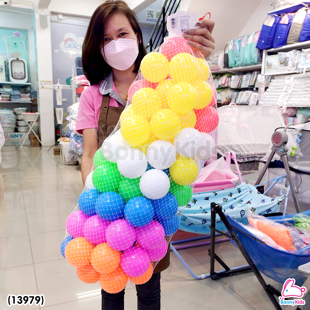 (13979) ลูกบอลใส 100 ลูก คละ 6 สี ปลอดภัยปราศจากสารอันตราย