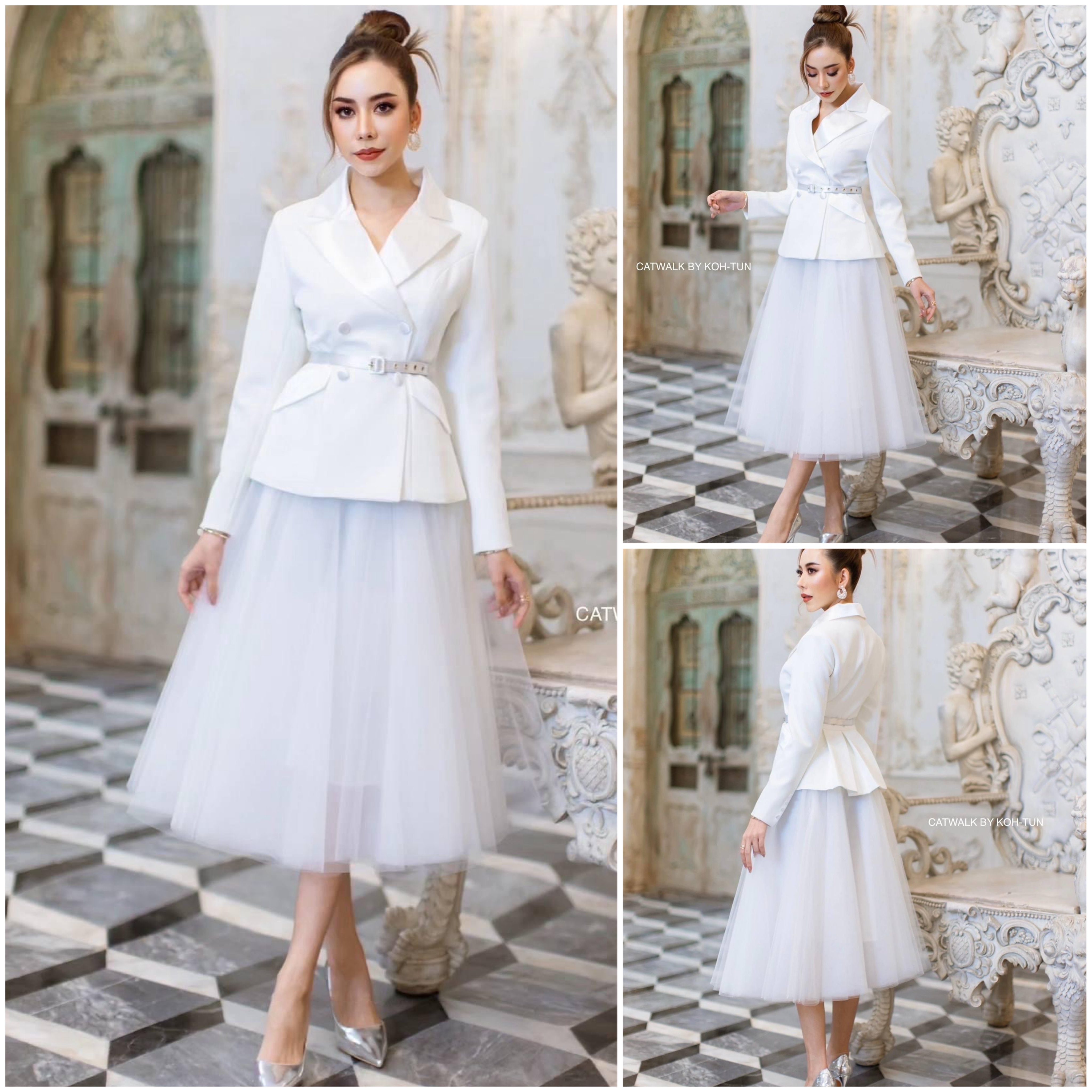 เซตBLAZER ปกเลื่อม+กระโปรงสุ่ม+เข็มขัด เนื้อผ้าเกรดเอ สินค้าคุณภาพ (พร้อมส่ง)