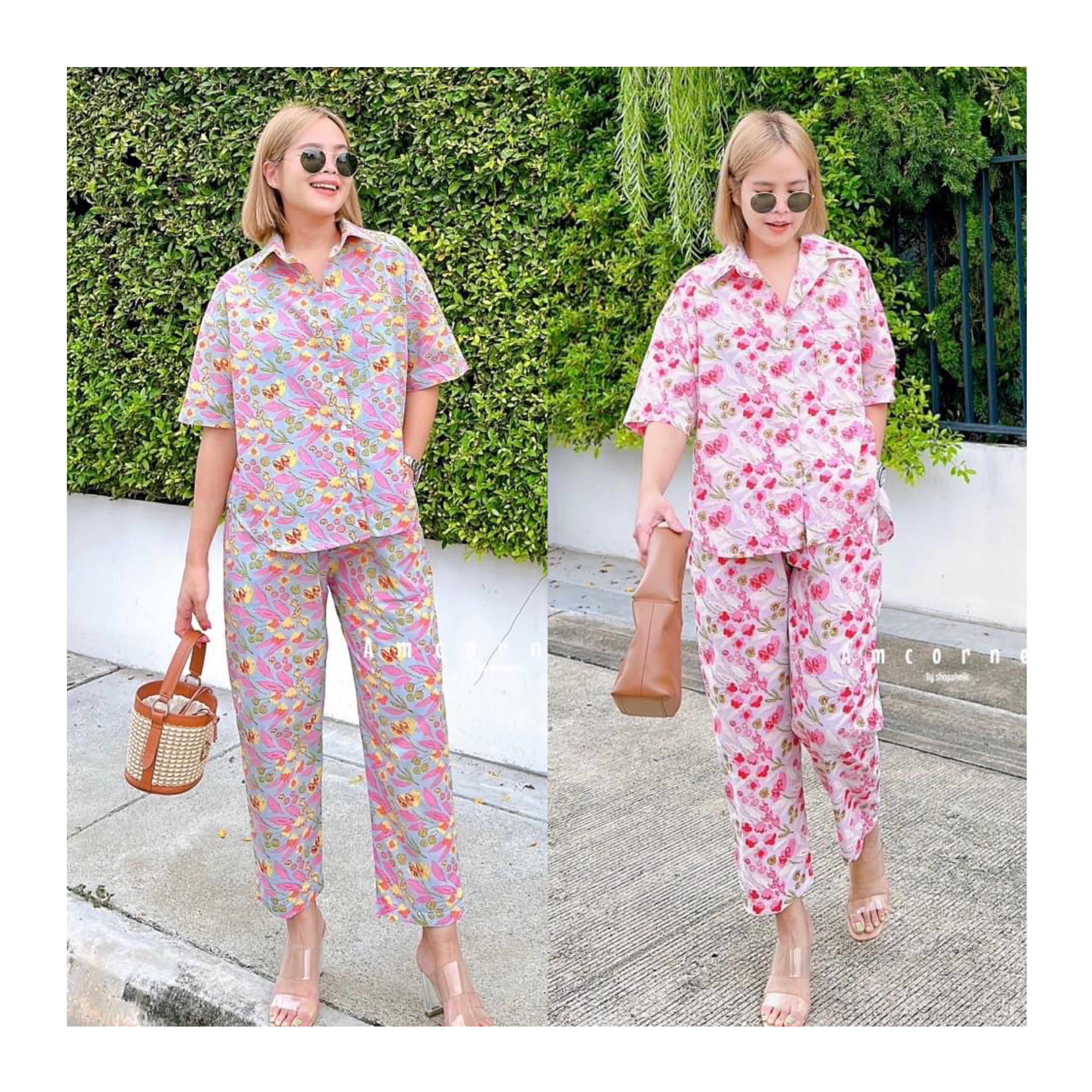 Cotton set shirt เสื้อ+กางเกงขายาว ผ้าcotton เนื้อนิ่ม เนื้อดี ใส่สบาย สินค้าคุณภาพ (พร้อมส่ง)