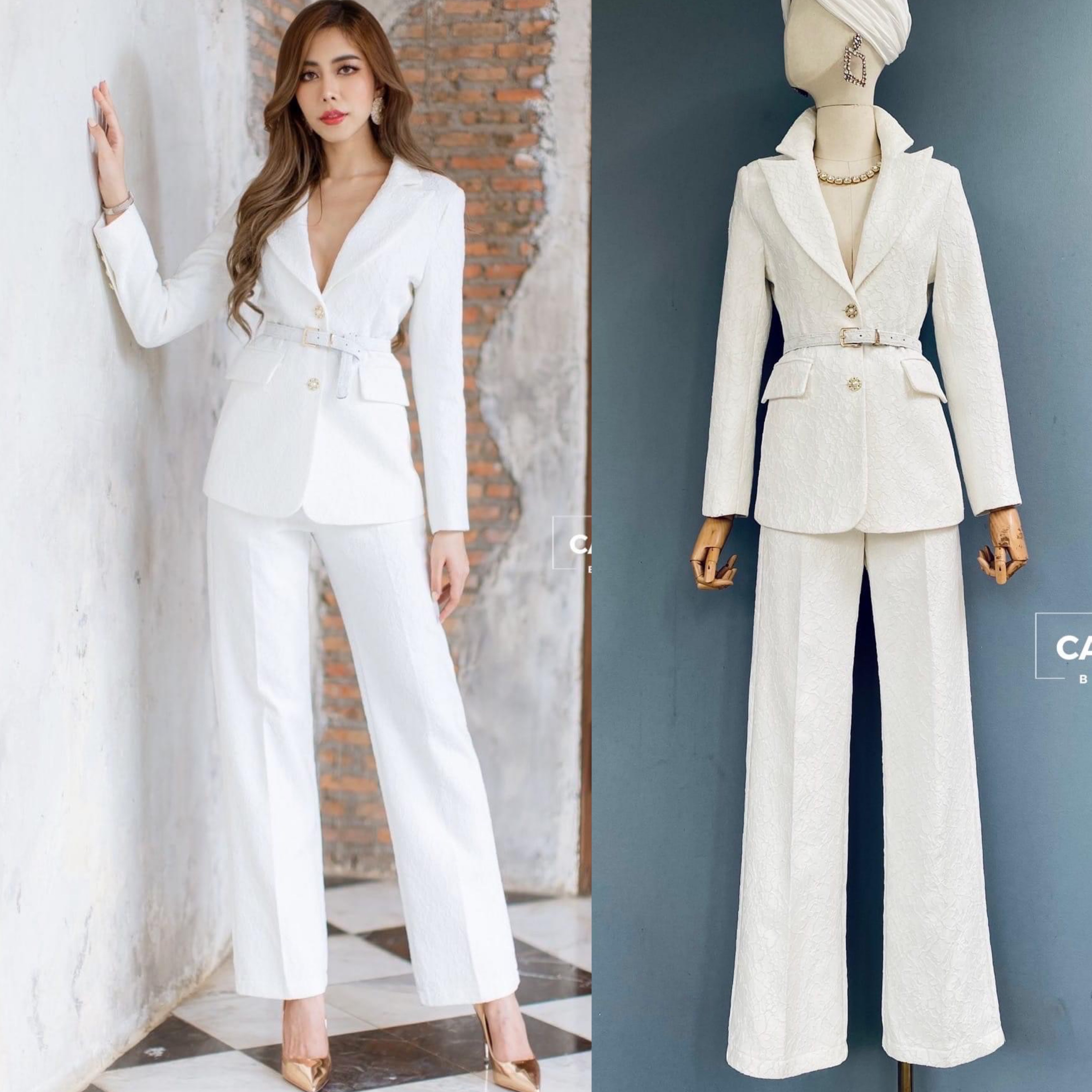 เซตBLAZER ผ้าลูกไม้+กางเกงขาบาน เนื้อผ้าลูกไม้เกรดเอ สินค้าคุณภาพ (พร้อมส่ง)