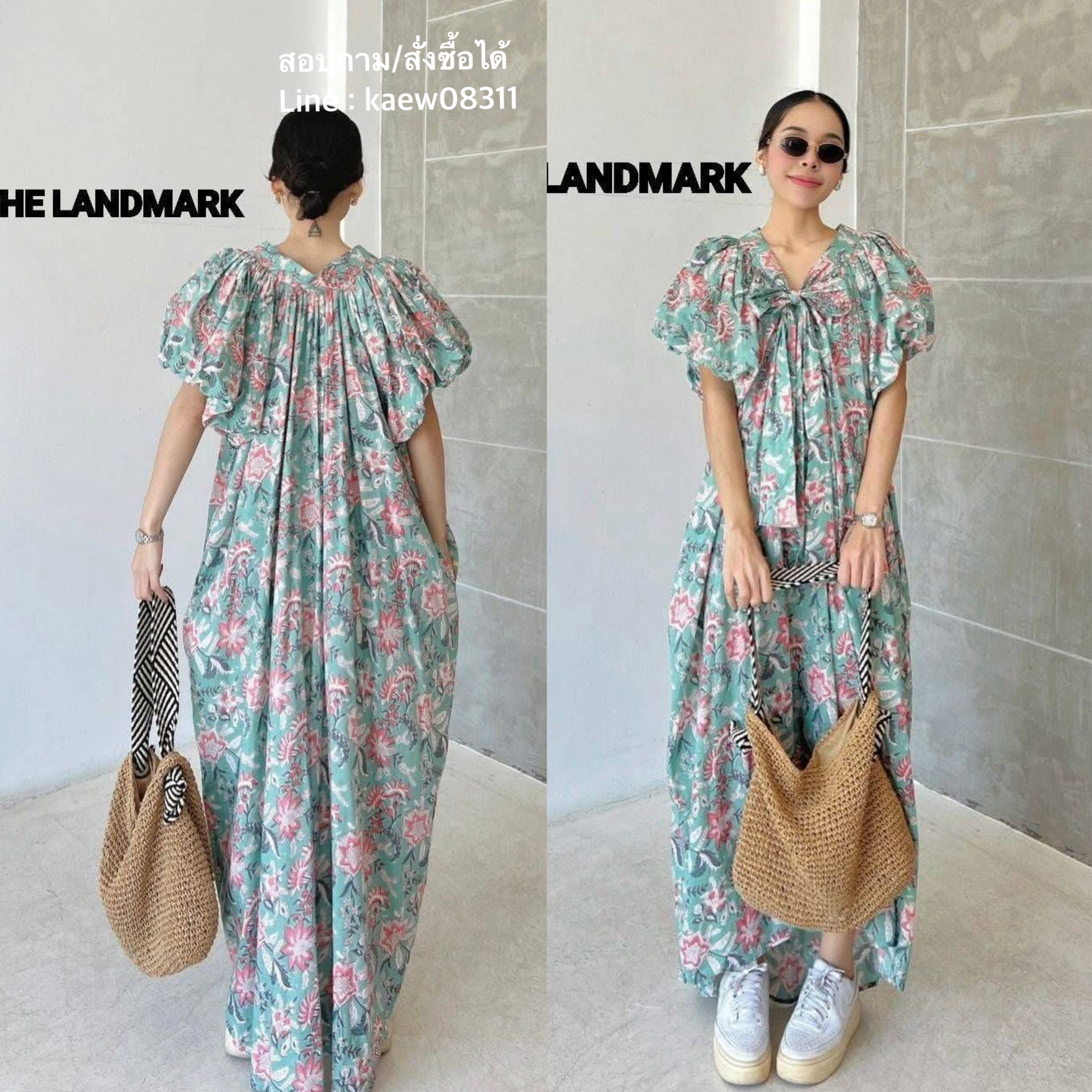 เดรสผ้าบล็อคคอทตอลอินเดีย ดีไซน์แขนบอลลูน กระดุมบน ผูกโบว์หน้า ทรงปล่อย ฟรีไซส์ มีกระเป๋าล้วง หน้าสั้น~หลังยาว ☆คอลเลคชั่นสุดคิ้วท์ งานเก๋มีดีไซน์ ใส่สบาย : สินค้าคุณภาพ (พร้อมส่ง)