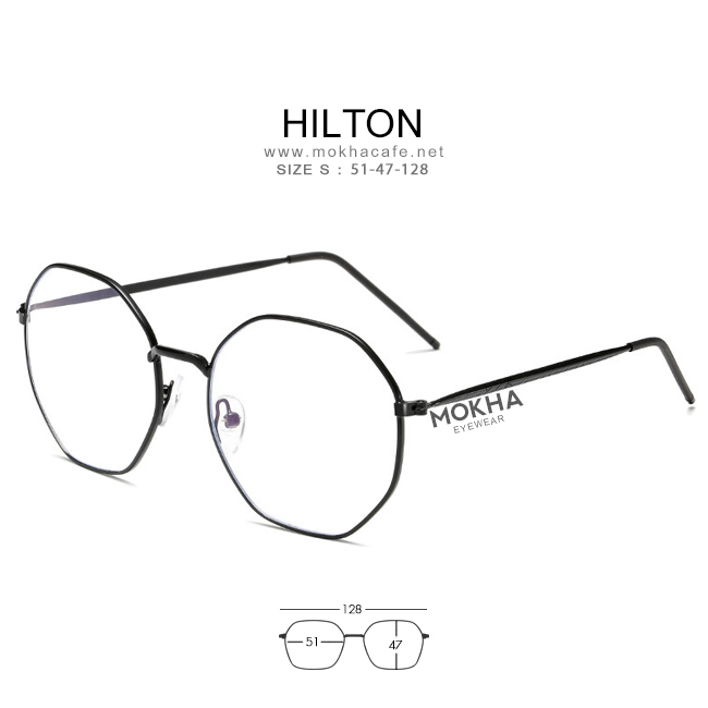 HILTON - black แว่นทรงเหลี่ยม กรอบโลหะ กว้าง 128 มม. (sizeS) H47